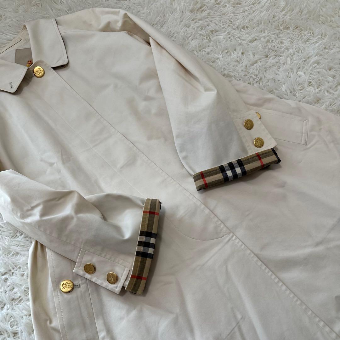 白タグ バーバリーズ ステンカラーコート 金ボタン アーカイブ刺繍 ノバチェック