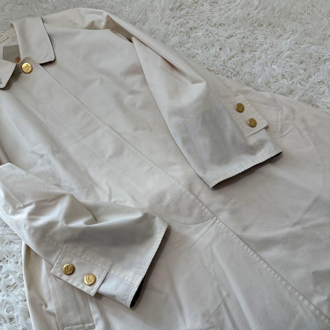 白タグ バーバリーズ ステンカラーコート 金ボタン アーカイブ刺繍 ノバチェック