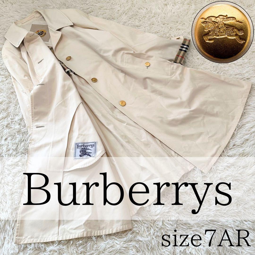 白タグ バーバリーズ ステンカラーコート 金ボタン アーカイブ刺繍 ノバチェック