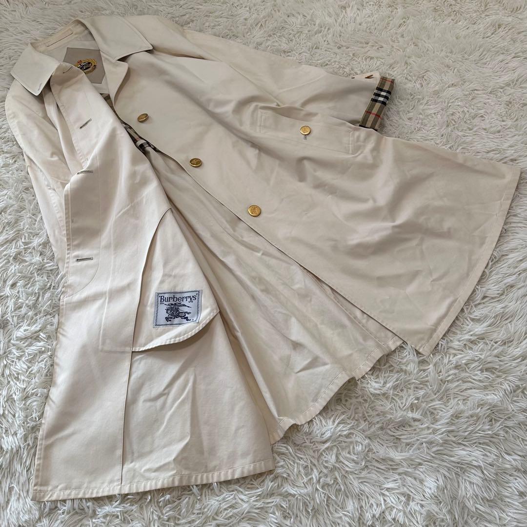 白タグ バーバリーズ ステンカラーコート 金ボタン アーカイブ刺繍 ノバチェック
