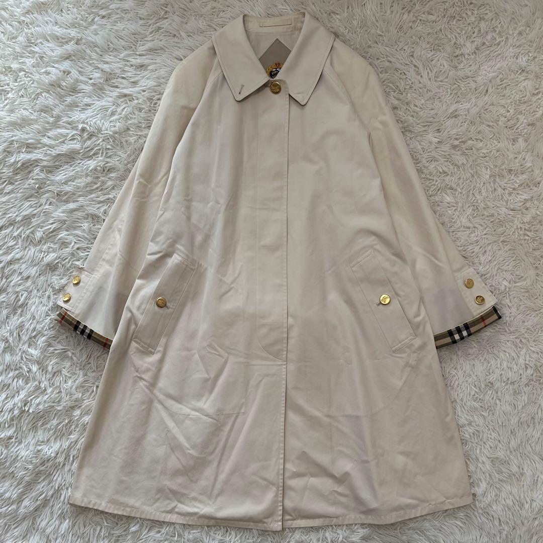 白タグ バーバリーズ ステンカラーコート 金ボタン アーカイブ刺繍 ノバチェック