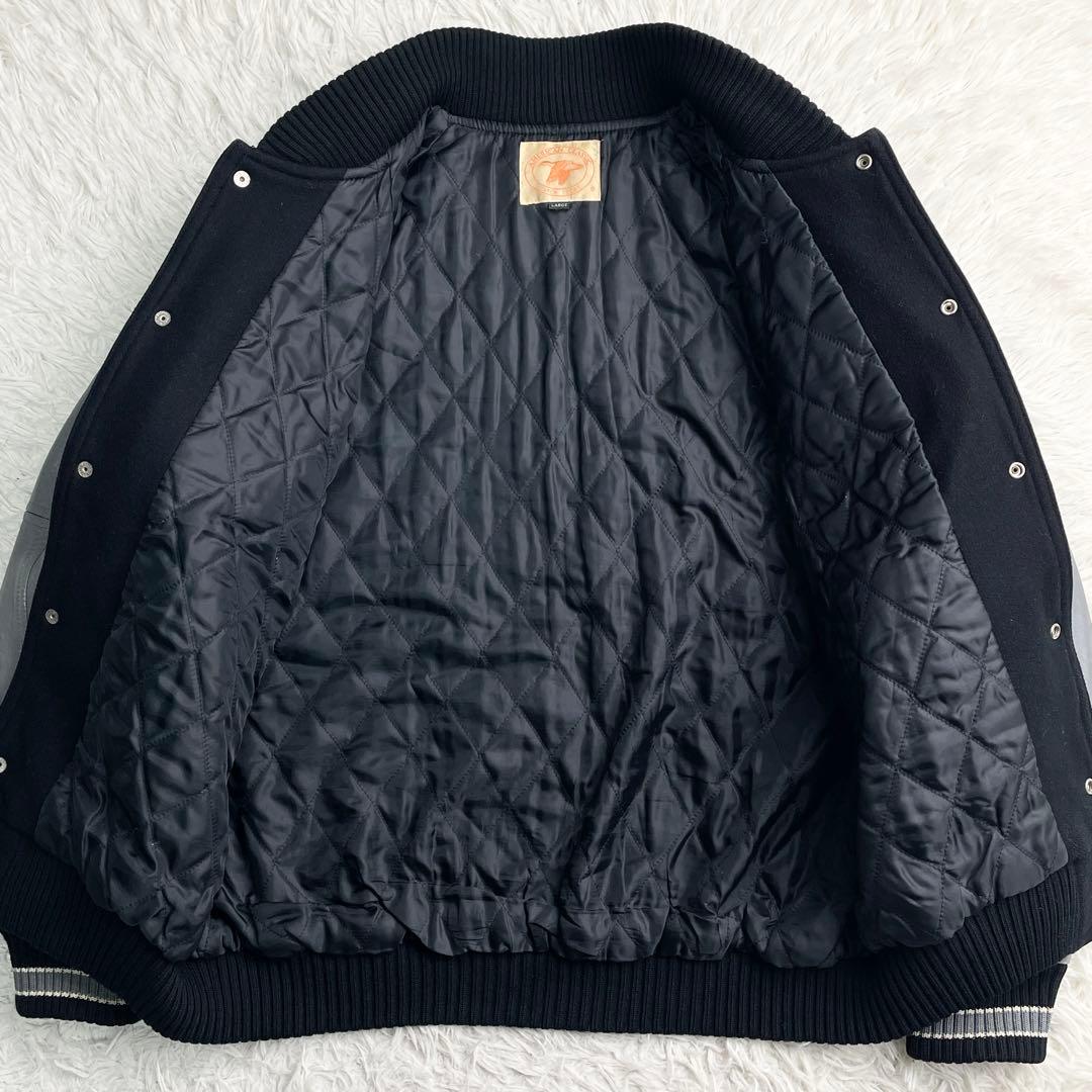 90s ヴィンテージ 好配色 袖レザー スタジャン サガラワッペン キルティング