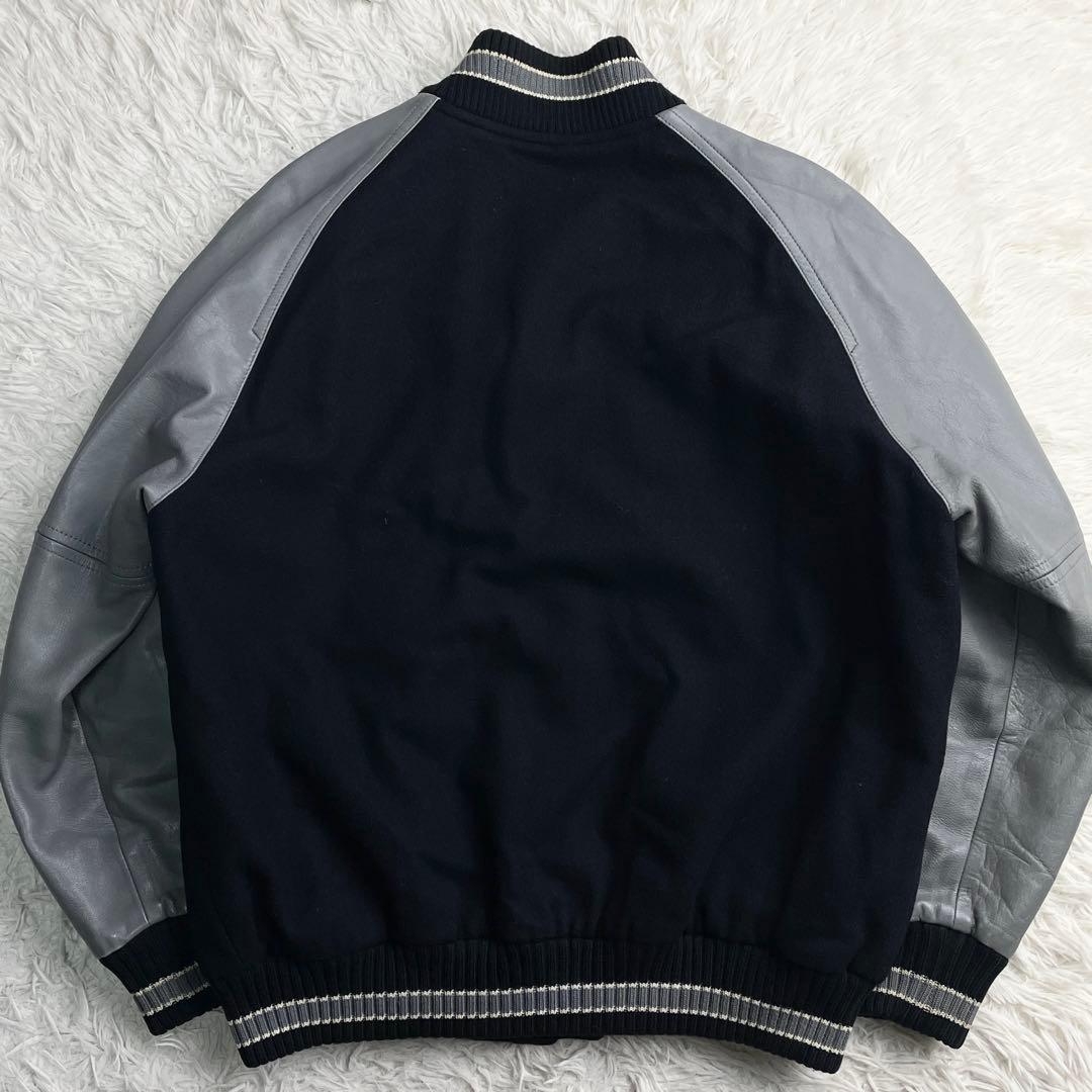 90s ヴィンテージ 好配色 袖レザー スタジャン サガラワッペン キルティング