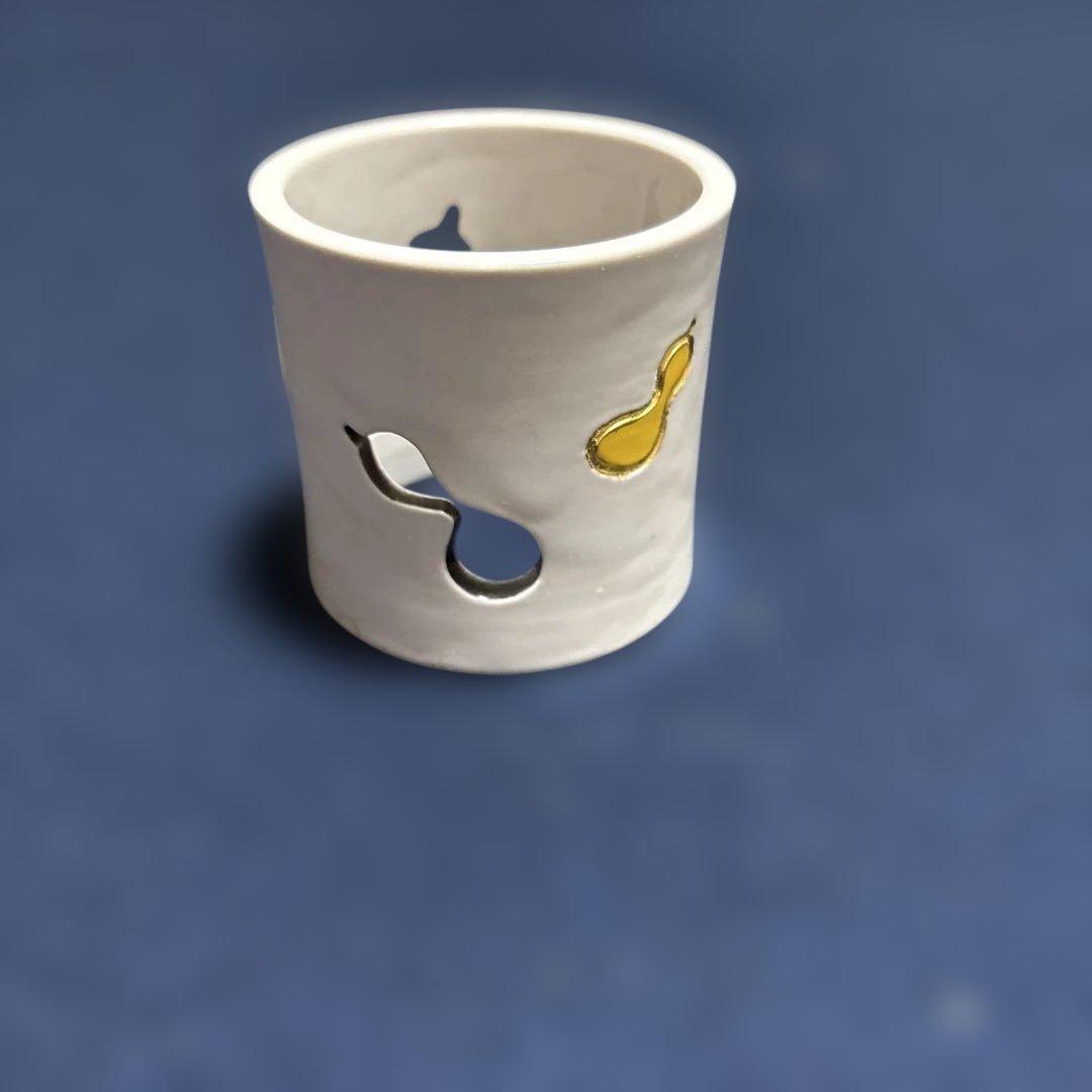 茶道具　蓋置　交趾釉　六瓢　中村翠嵐作