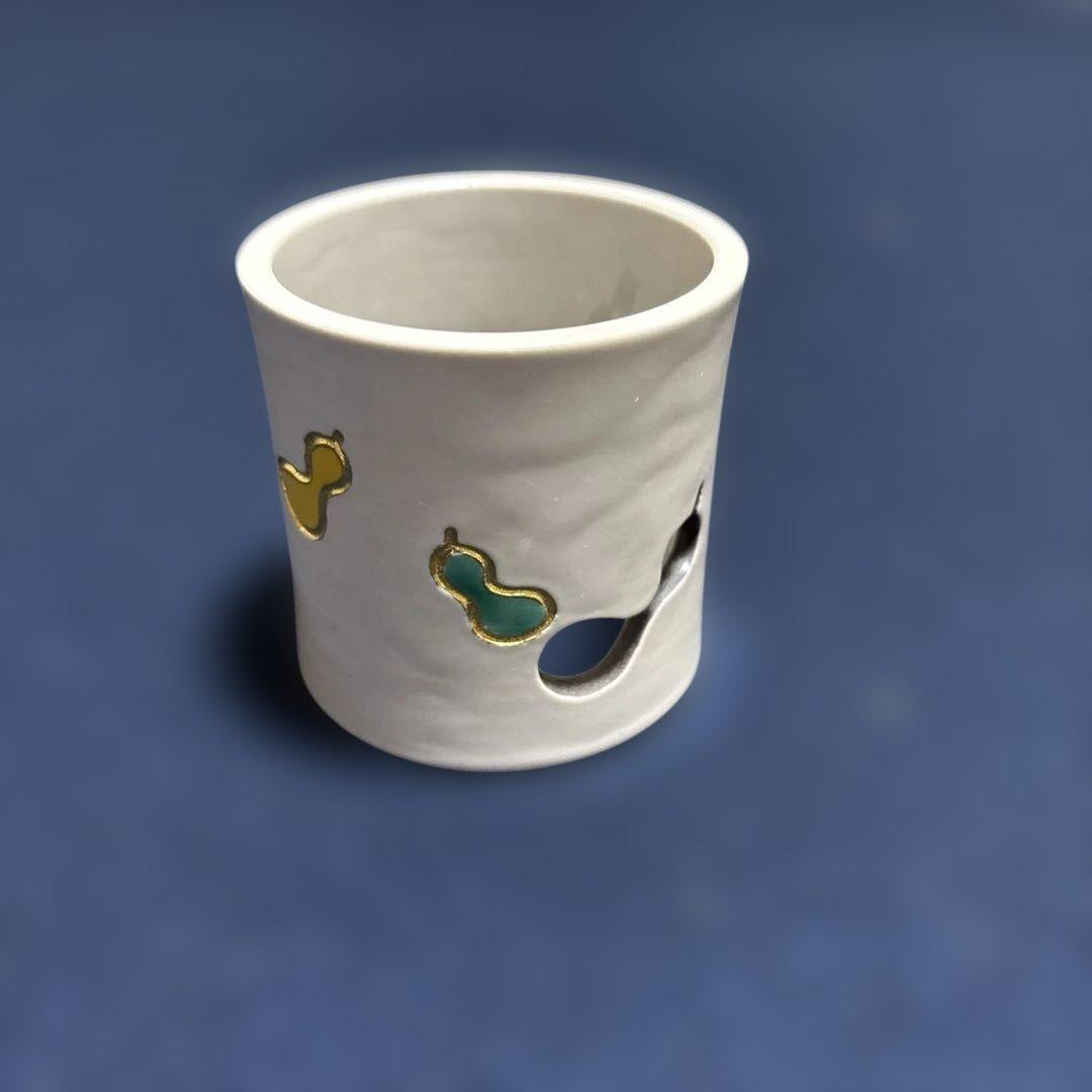 茶道具　蓋置　交趾釉　六瓢　中村翠嵐作