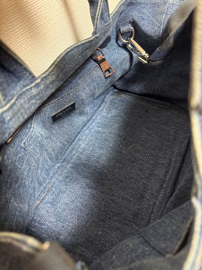 ギャランティ付‼️PRADAプラダ カナパ トートバッグ B2439○ デニム生地