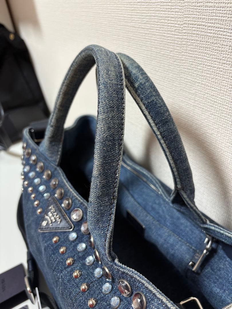 ギャランティ付‼️PRADAプラダ カナパ トートバッグ B2439○ デニム生地