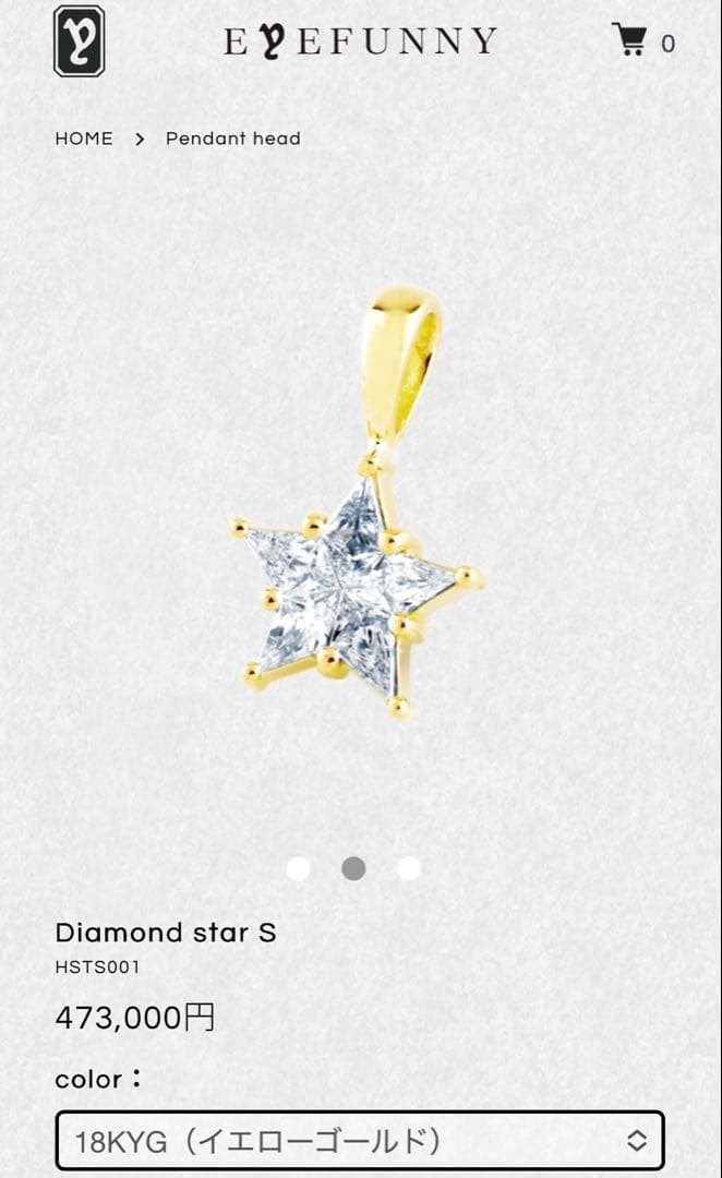 EYEFUNNYアイファニー Diamond star S ネックレス チャーム