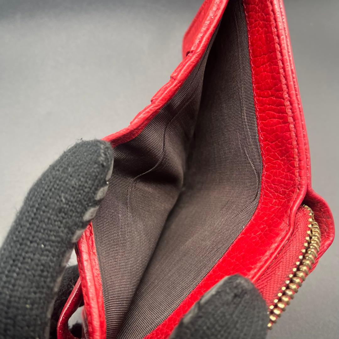 美品✨GUCCI グッチ 折り財布 GGキャンバス×レザー 赤 346056