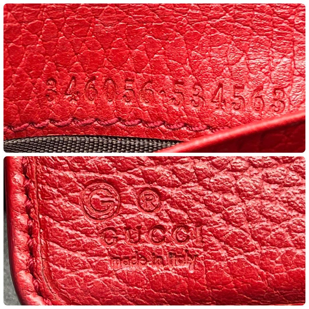 美品✨GUCCI グッチ 折り財布 GGキャンバス×レザー 赤 346056