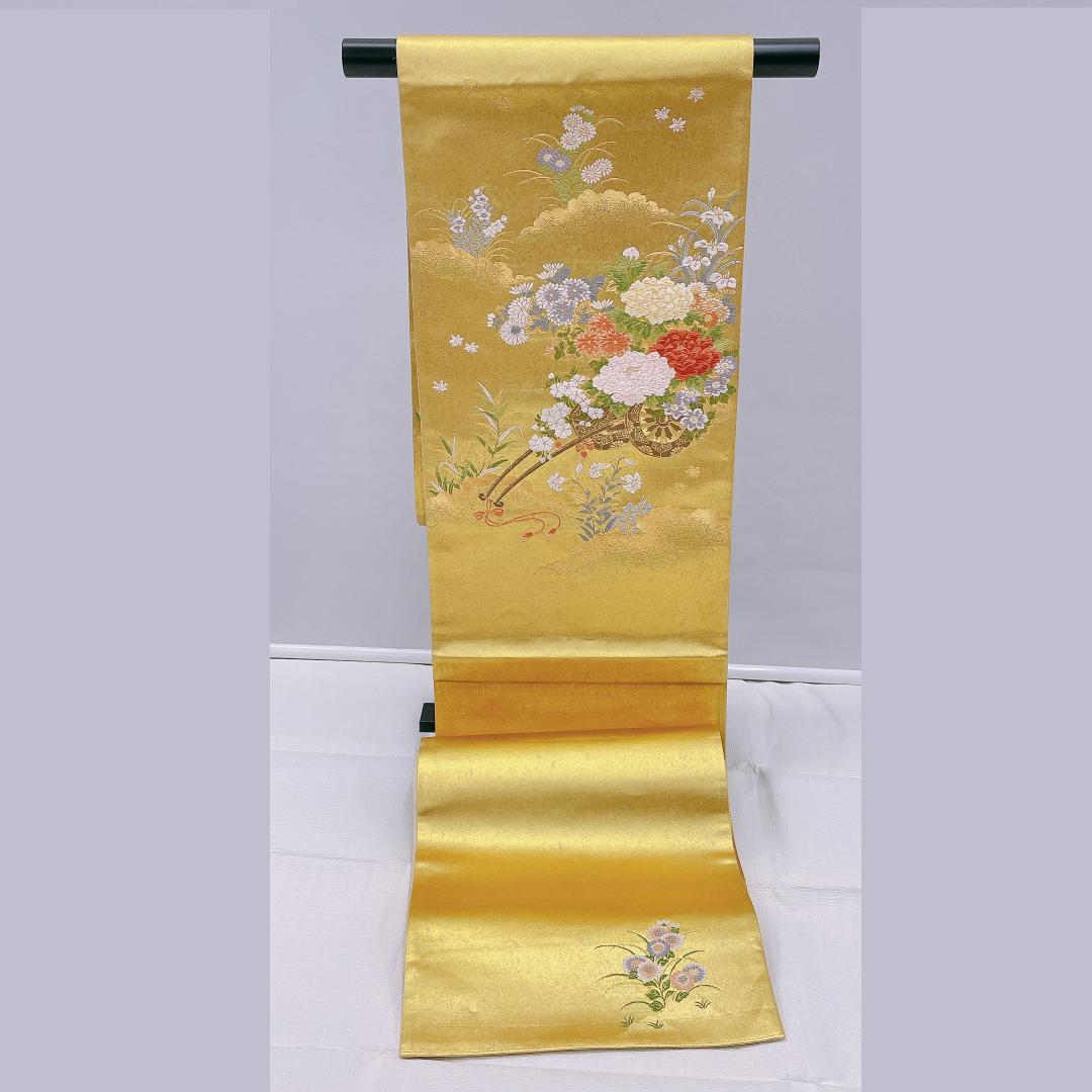★4063★ 袋帯 ゴールド お太鼓柄　フォーマル用