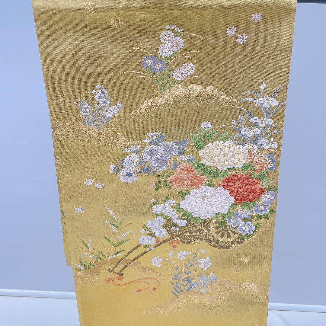 ★4063★ 袋帯 ゴールド お太鼓柄　フォーマル用