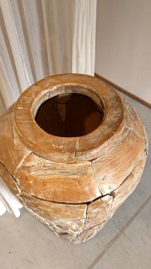 壺 フラワーベース オールドチーク 古木 バリ島 アジアンインテリア