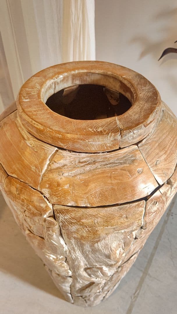 壺 フラワーベース オールドチーク 古木 バリ島 アジアンインテリア