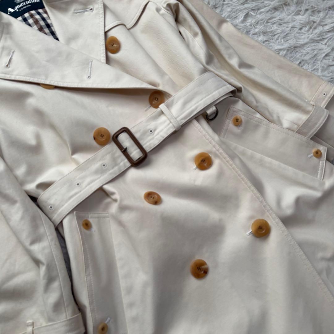 美品Lサイズ相当　アクアスキュータム　ダブルトレンチコート　ロング　チェック