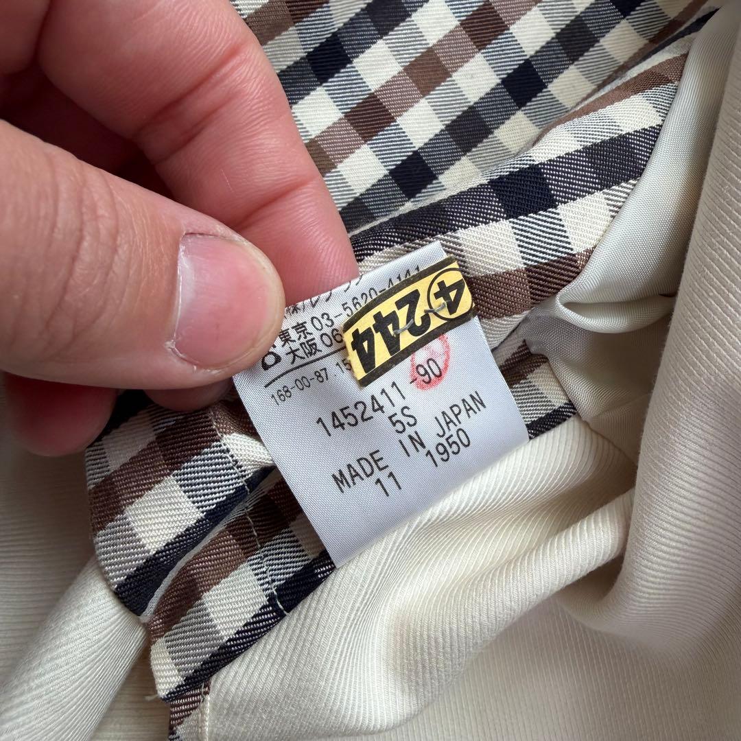 美品Lサイズ相当　アクアスキュータム　ダブルトレンチコート　ロング　チェック