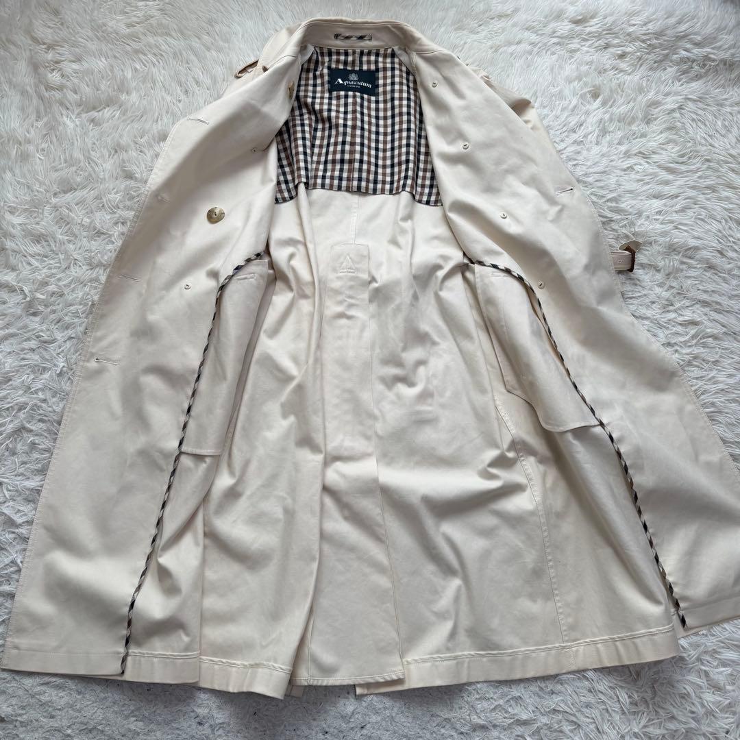 美品Lサイズ相当　アクアスキュータム　ダブルトレンチコート　ロング　チェック