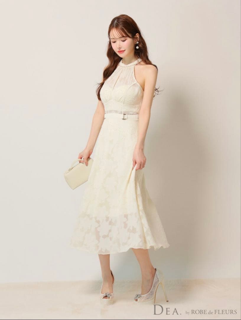 Dea ローブドフルール ロングドレス アイボリー