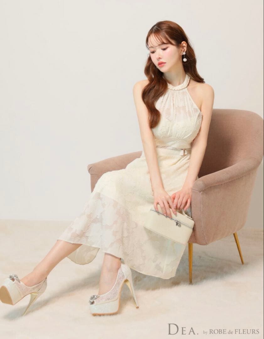 Dea ローブドフルール ロングドレス アイボリー