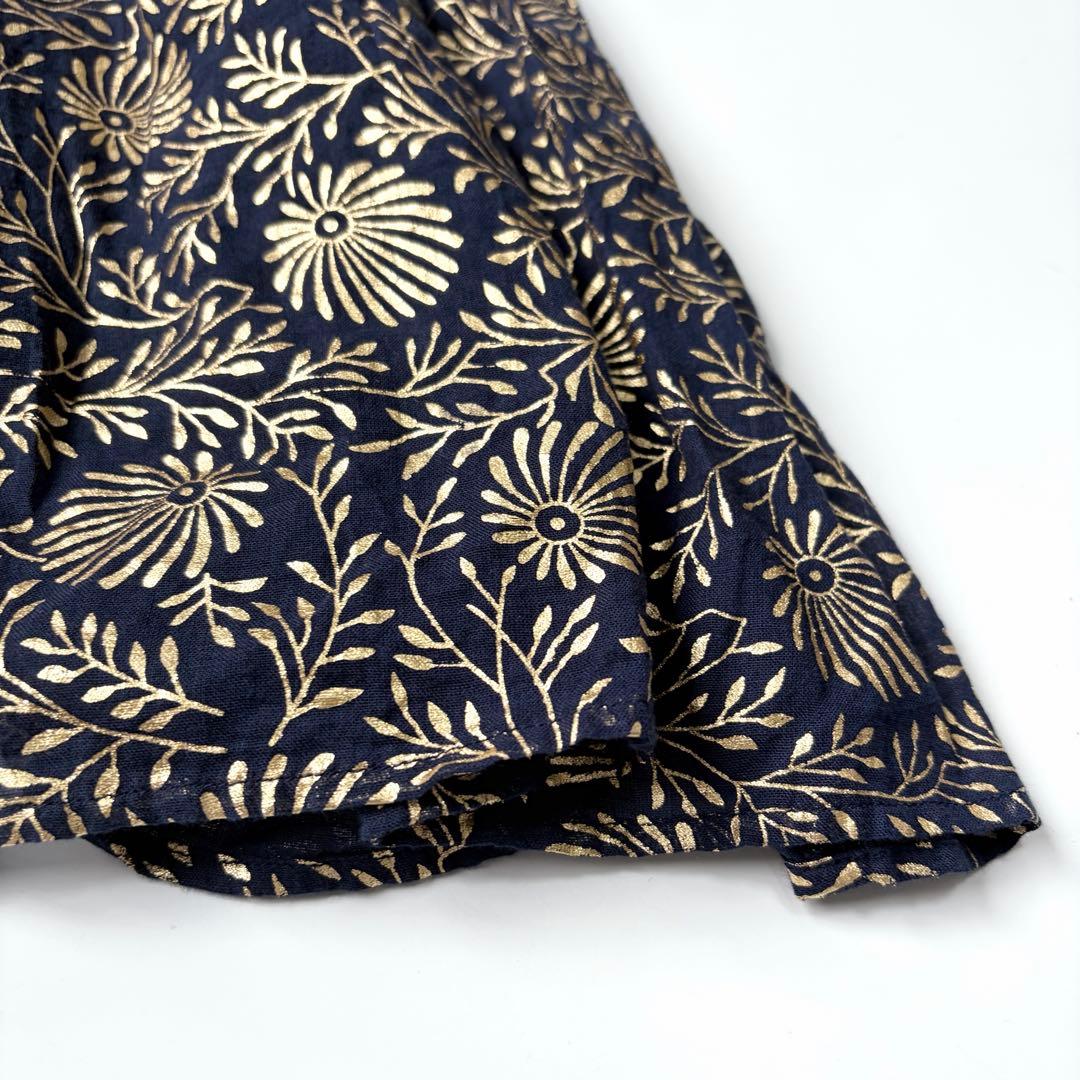 【美品】ヌキテパ　コットンボイルフォイルフラワープリントパネルドレス　M