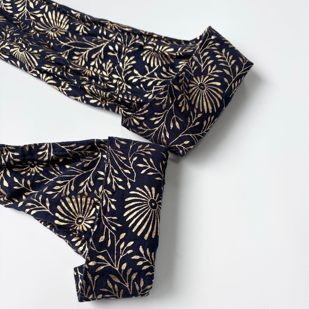 【美品】ヌキテパ　コットンボイルフォイルフラワープリントパネルドレス　M