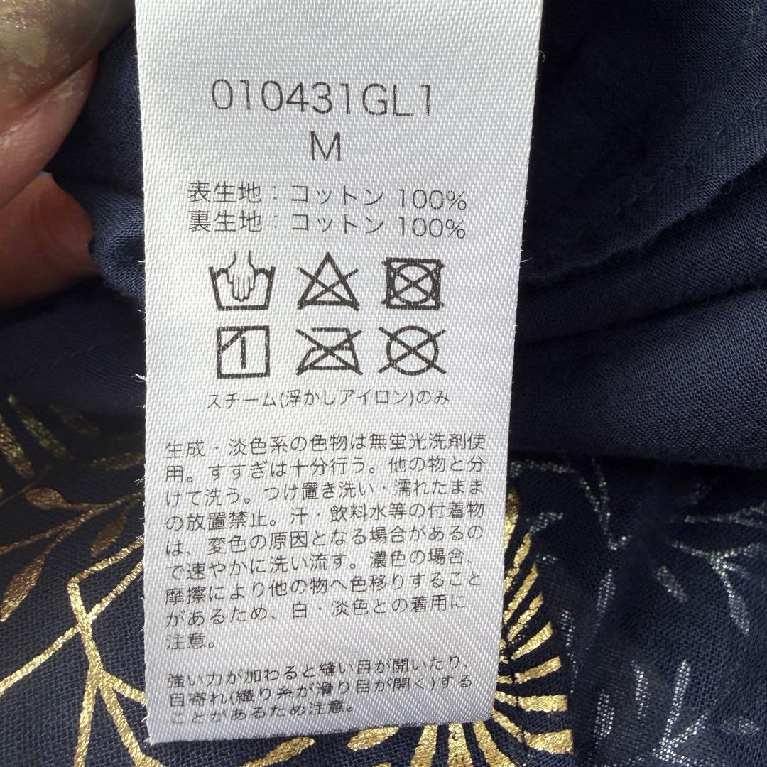 【美品】ヌキテパ　コットンボイルフォイルフラワープリントパネルドレス　M