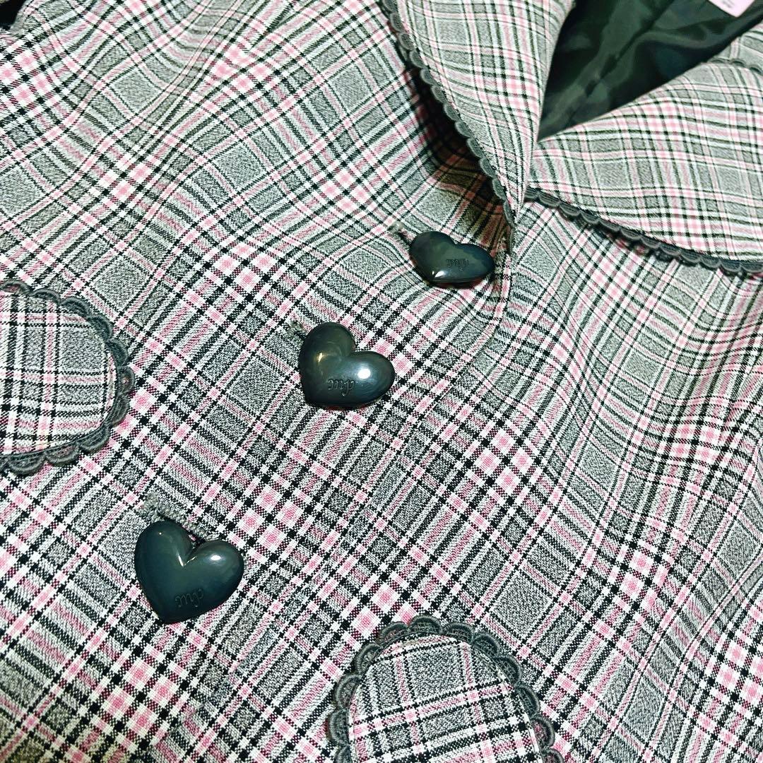 美品　希少　メゾピアノ　チェック柄フォーマルスーツ　卒服　ハート　150