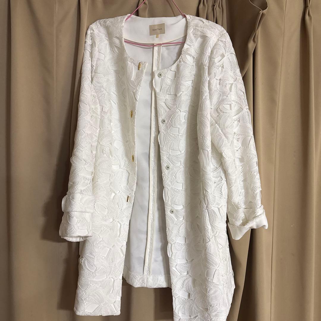 Rose Tiara ノーカラージャケット ホワイト　サイズ　46