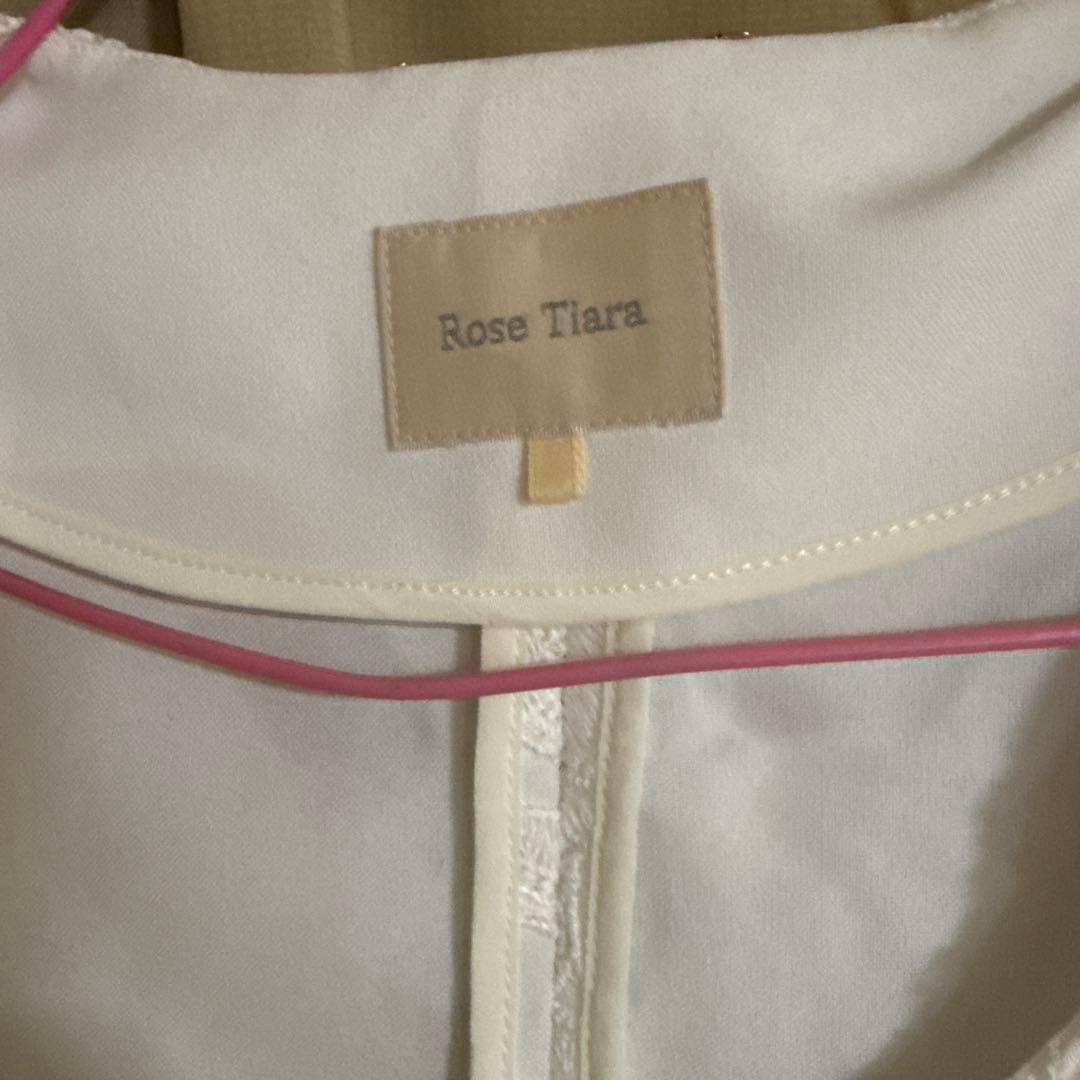 Rose Tiara ノーカラージャケット ホワイト　サイズ　46