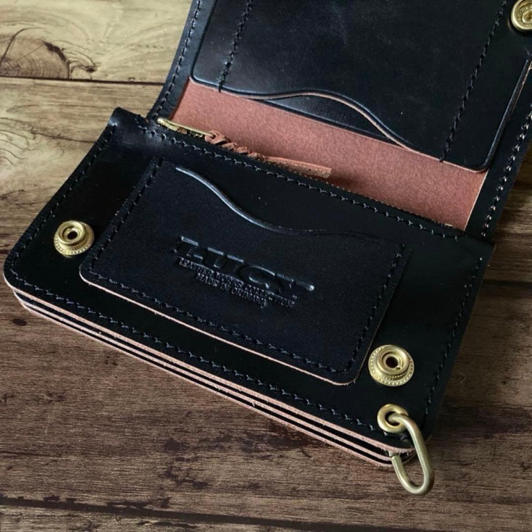 【お札を折らずに収納】ミドルトラッカーウォレット 茶芯ブラック【受注生産】