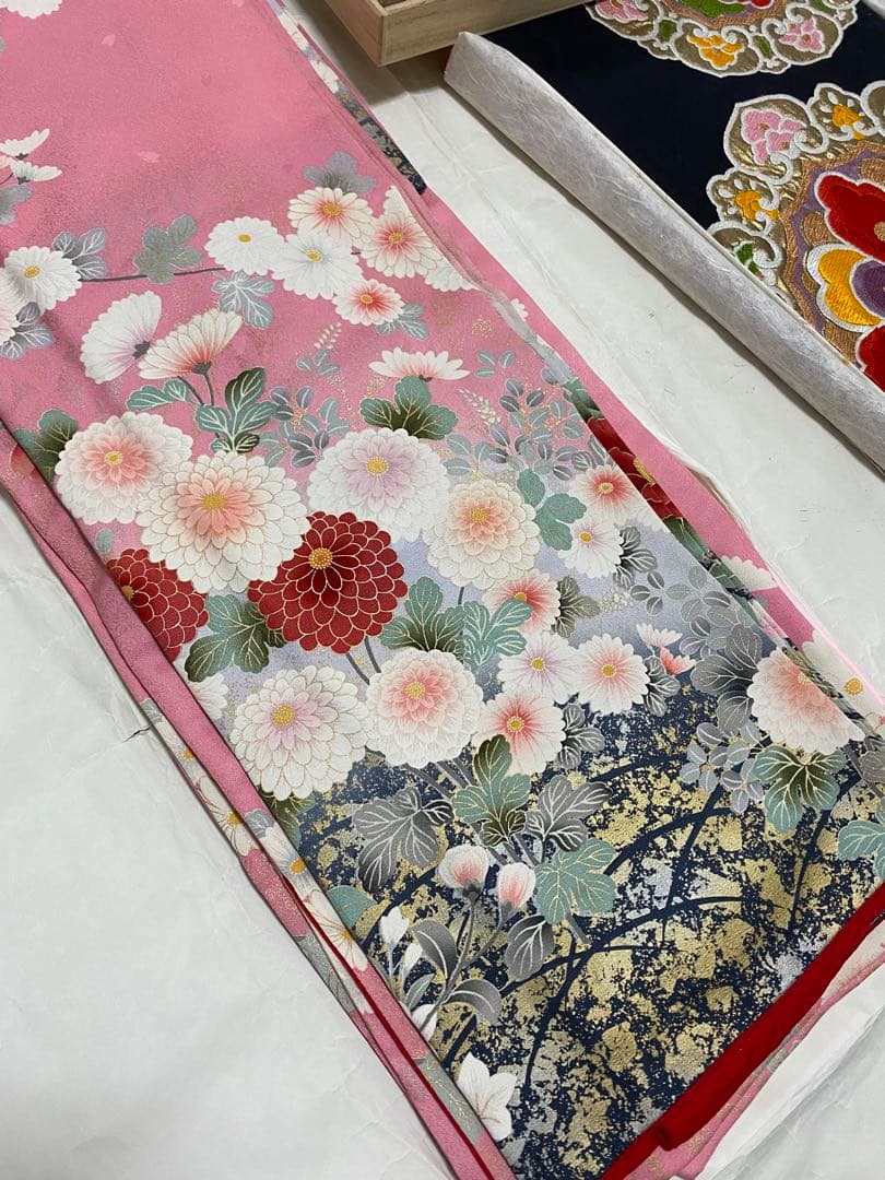 振袖フルセット　正絹　長襦袢　帯締　バック　草履　帯　成人式フルセット