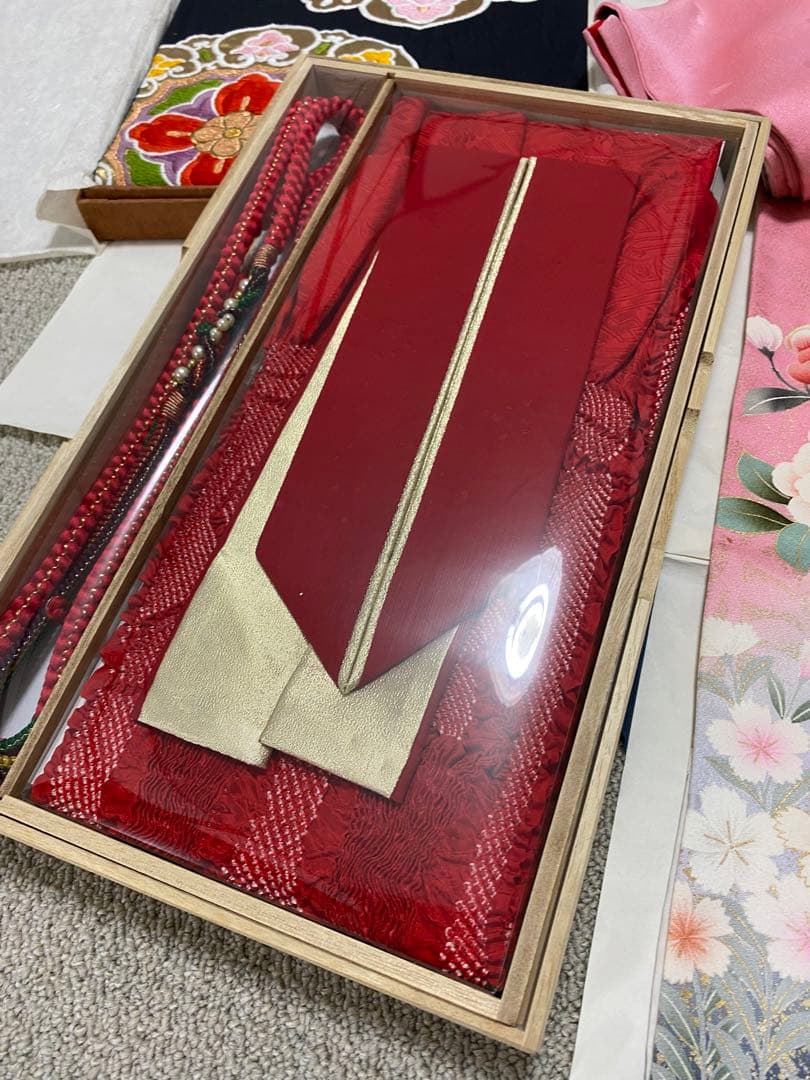 振袖フルセット　正絹　長襦袢　帯締　バック　草履　帯　成人式フルセット