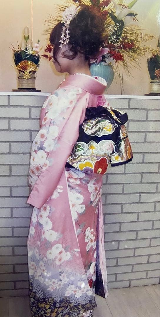 振袖フルセット　正絹　長襦袢　帯締　バック　草履　帯　成人式フルセット