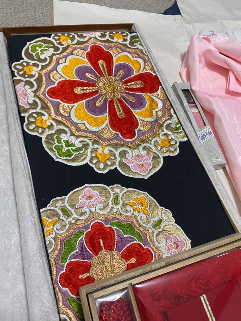 振袖フルセット　正絹　長襦袢　帯締　バック　草履　帯　成人式フルセット