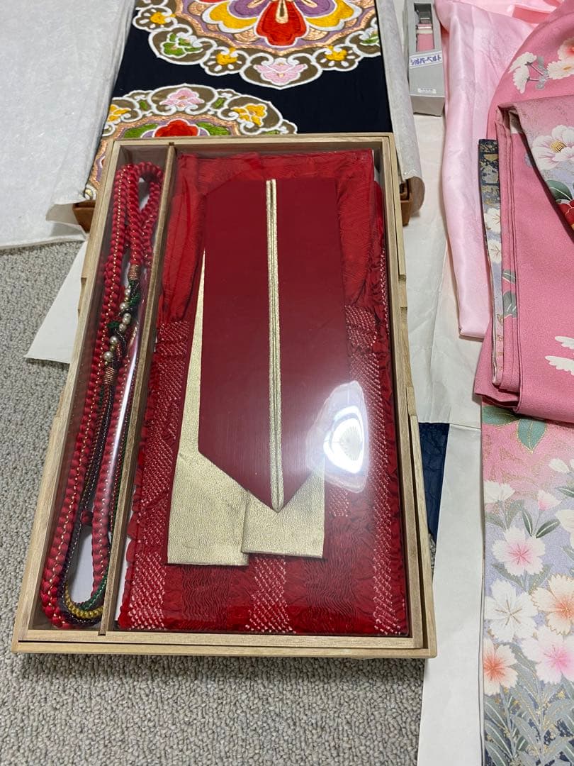 振袖フルセット　正絹　長襦袢　帯締　バック　草履　帯　成人式フルセット