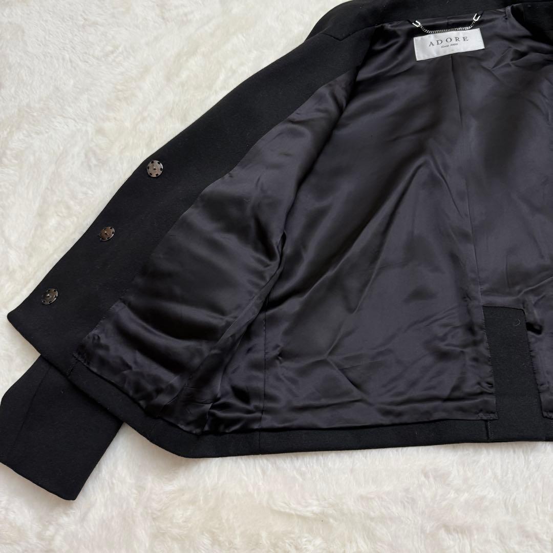 【美品】　アドーア　ショート　ジャケット　ブラック　厚手　ウール　ダブルフェイス
