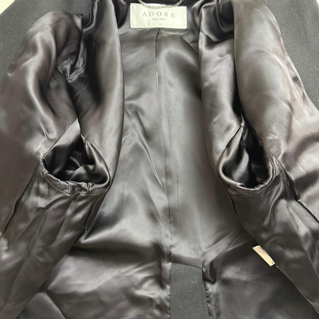 【美品】　アドーア　ショート　ジャケット　ブラック　厚手　ウール　ダブルフェイス