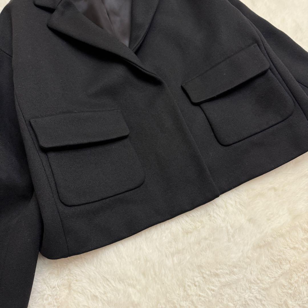 【美品】　アドーア　ショート　ジャケット　ブラック　厚手　ウール　ダブルフェイス