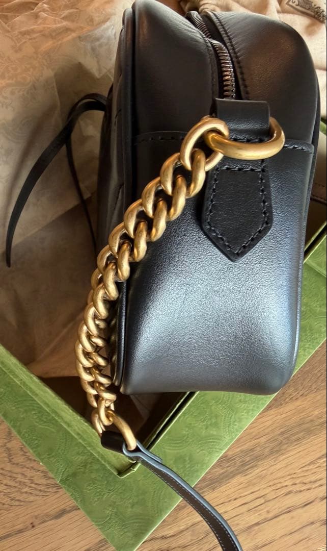 GUCCI GGマーモント チェーンショルダーバッグ ブラック 正規品