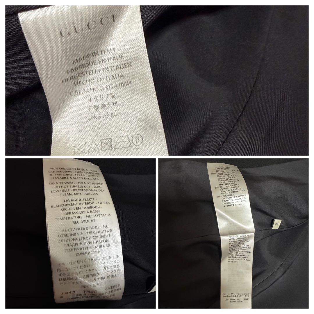 GUCCI チェスターコート ウール 38 レディース 黒
