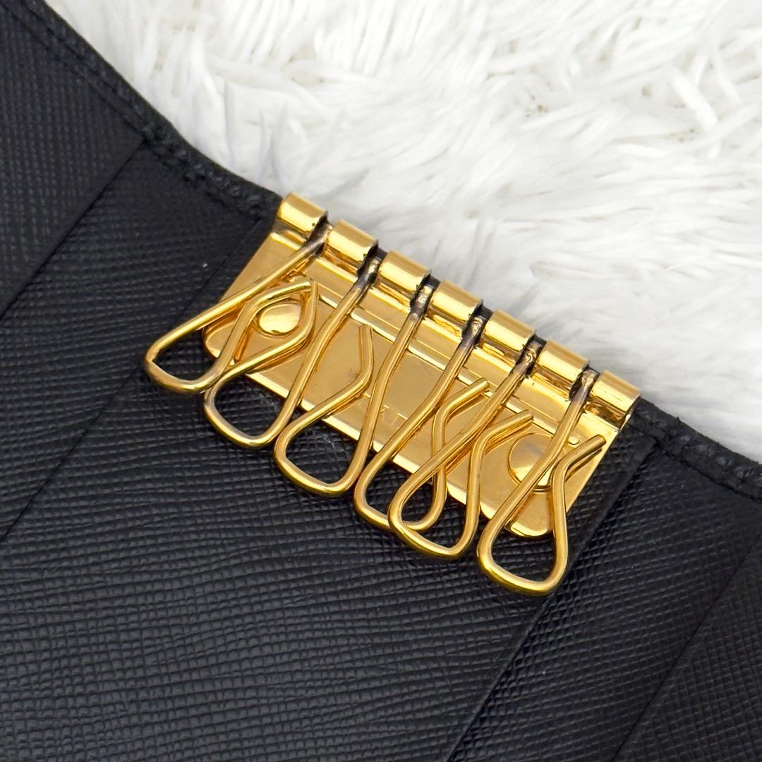 美品⭐️PRADA プラダ サフィアーノレザー キーケース 6連 ゴールド金具