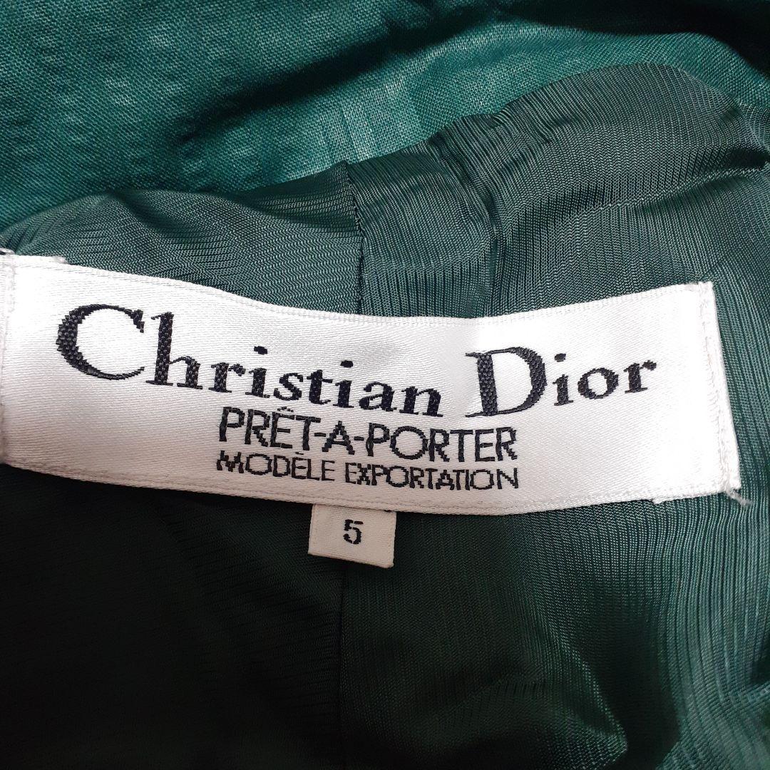 Christian Dior 薄手コートベルト付き、色グリーン、サイズ５