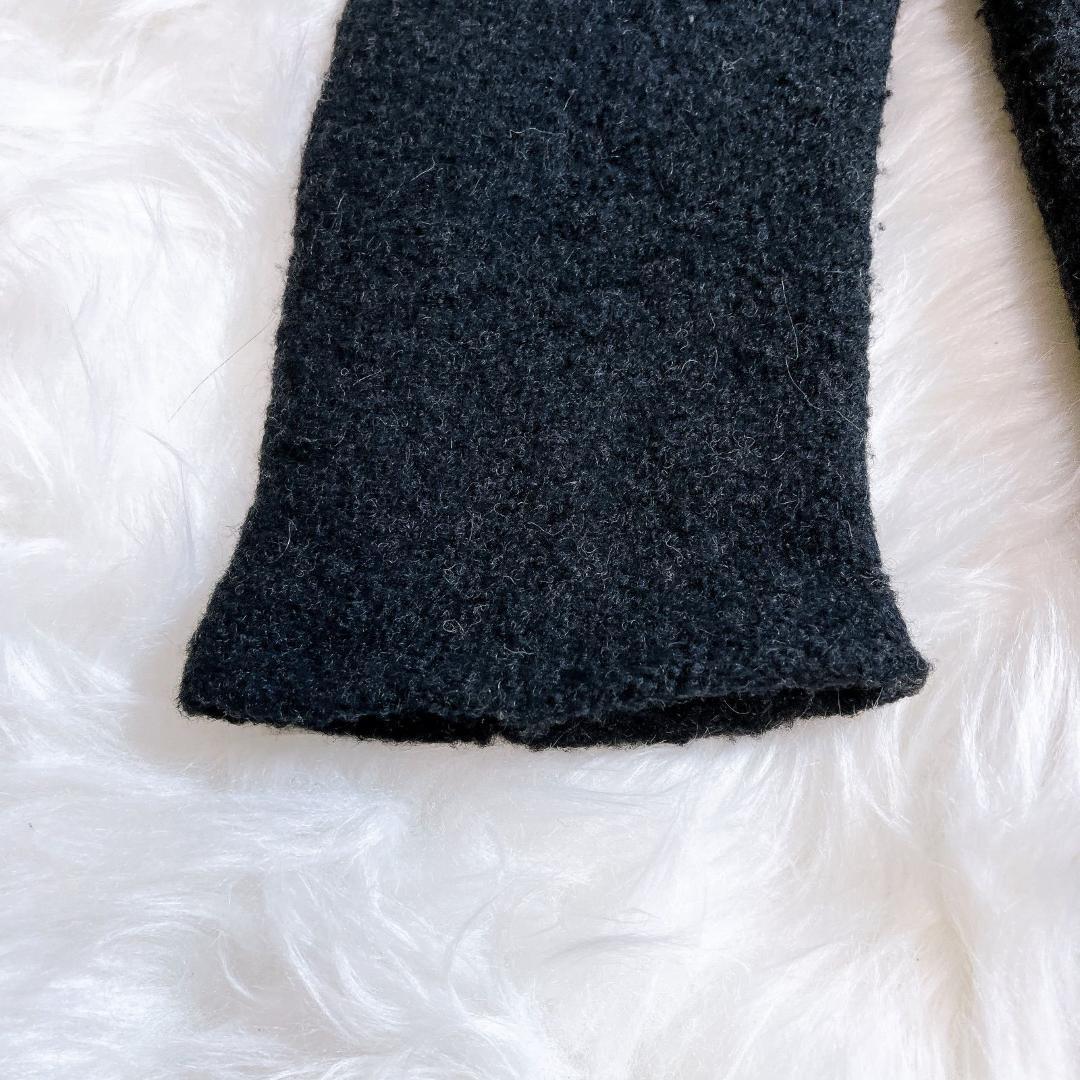 45R フロート縮絨のドレス　カシュクールドレス　ウール　黒　ブラック