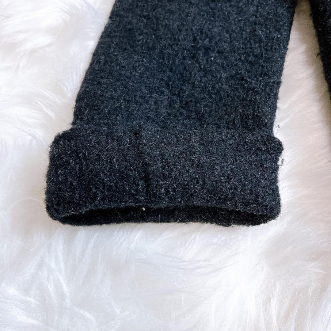 45R フロート縮絨のドレス　カシュクールドレス　ウール　黒　ブラック