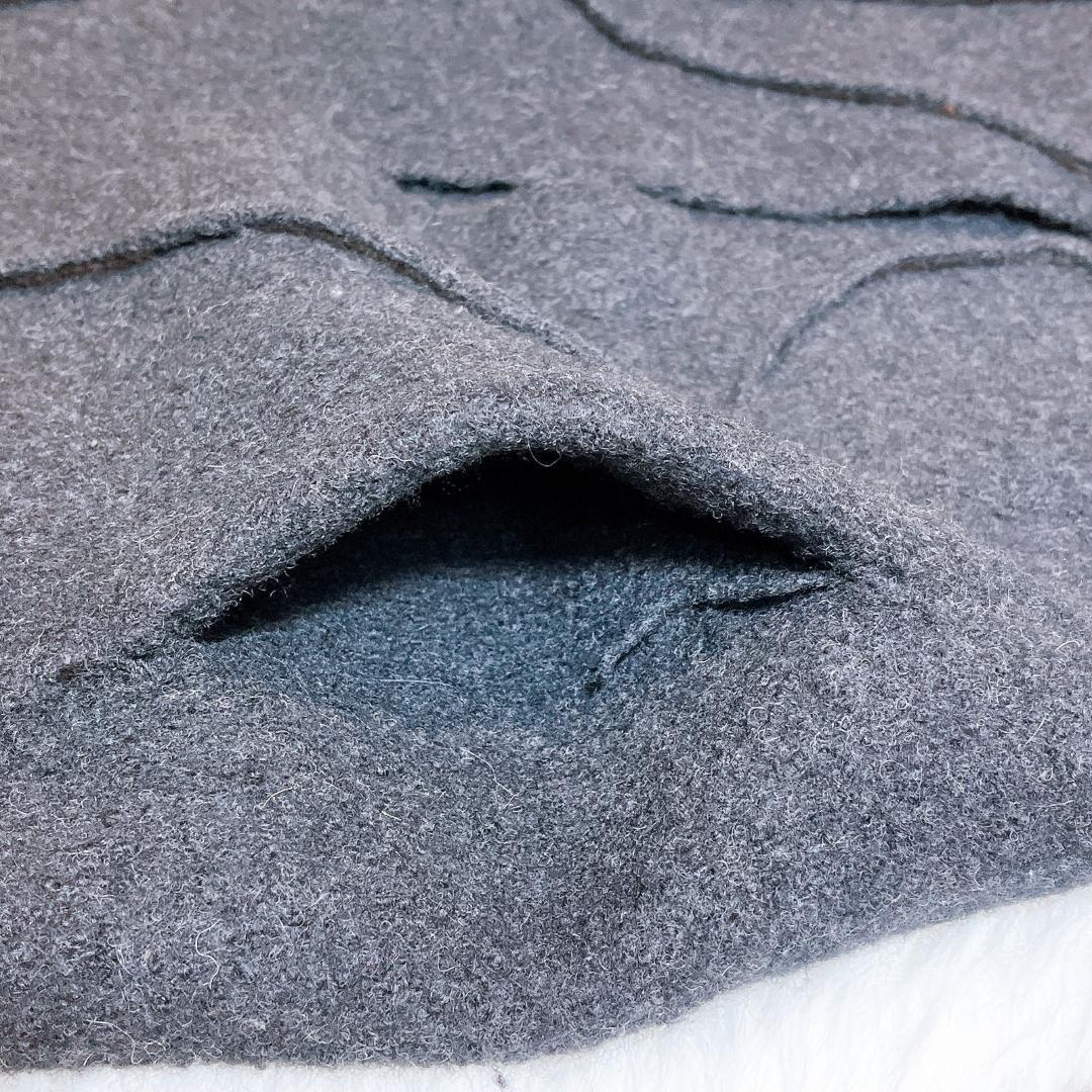 45R フロート縮絨のドレス　カシュクールドレス　ウール　黒　ブラック