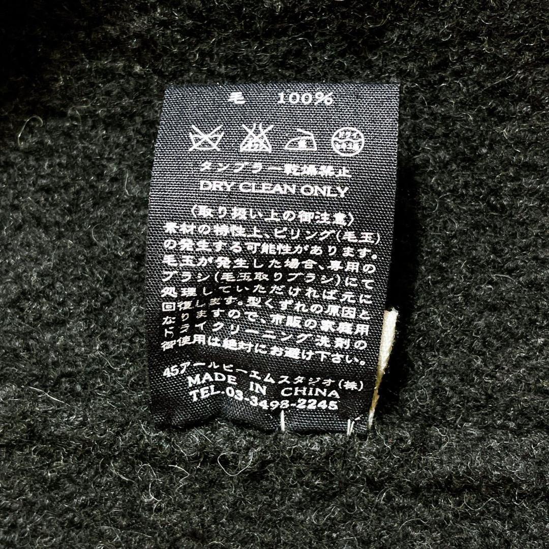 45R フロート縮絨のドレス　カシュクールドレス　ウール　黒　ブラック