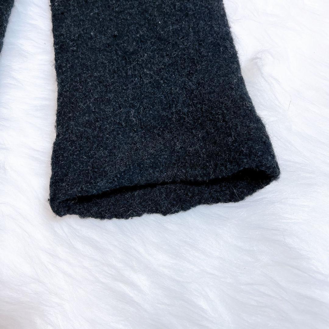 45R フロート縮絨のドレス　カシュクールドレス　ウール　黒　ブラック