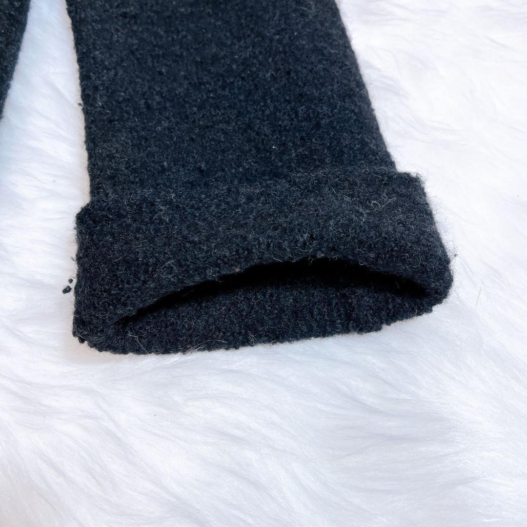 45R フロート縮絨のドレス　カシュクールドレス　ウール　黒　ブラック