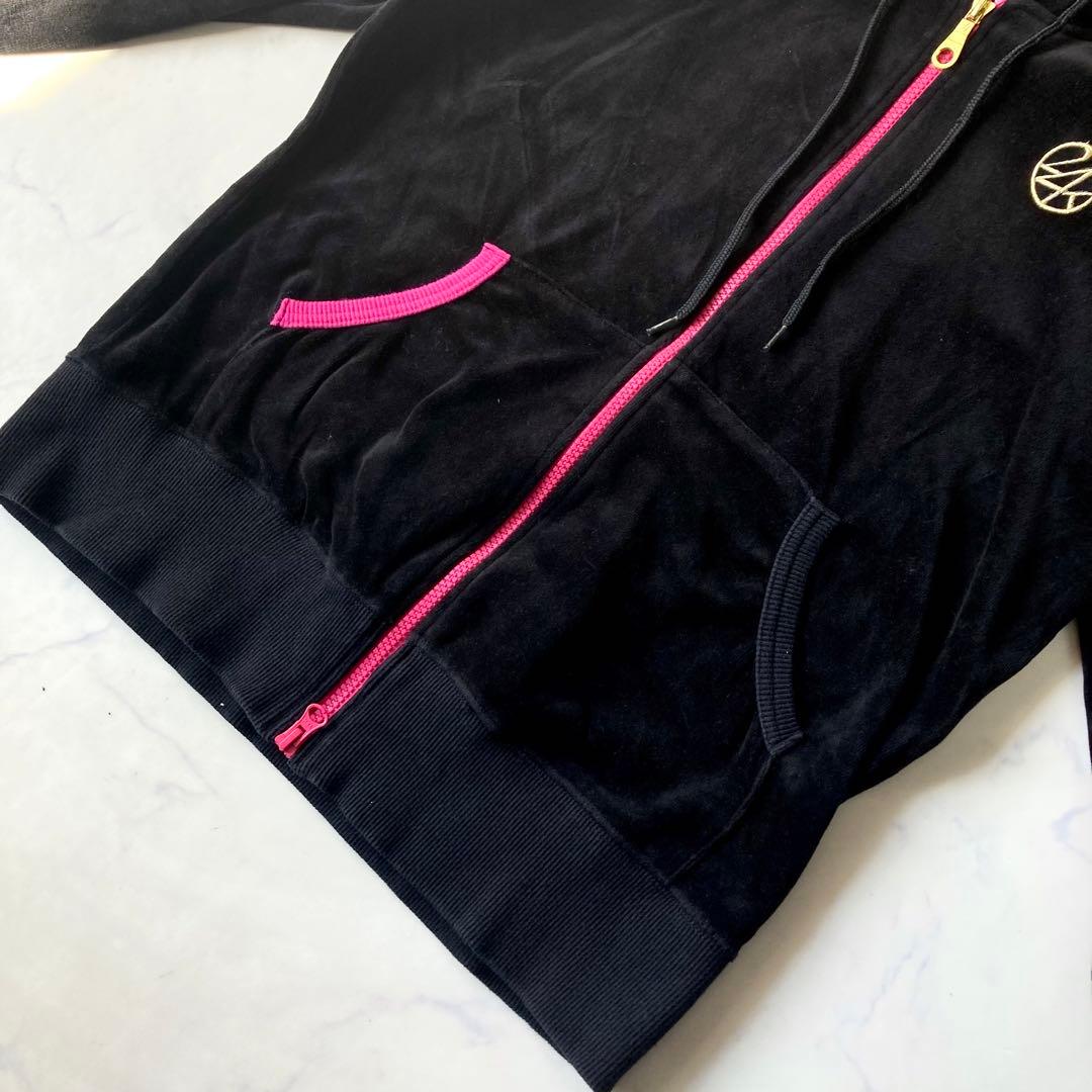 24karats 希少色 ベロアジャージ セットアップ 黒 ピンク ロゴ y2k