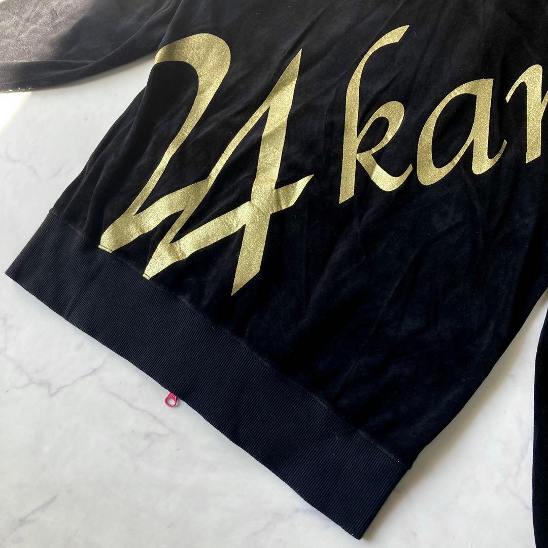 24karats 希少色 ベロアジャージ セットアップ 黒 ピンク ロゴ y2k